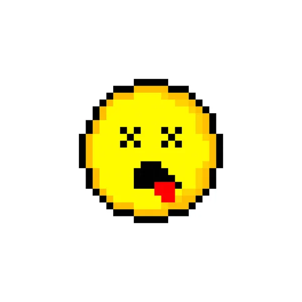 Pixel Círculo Amarillo Bits Con Sonrisa Objeto Aislado Sobre Fondo — Archivo Imágenes Vectoriales