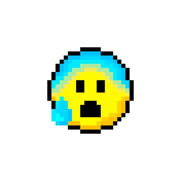 Pixel Círculo Amarillo Bits Con Sonrisa Objeto Aislado Sobre Fondo — Archivo Imágenes Vectoriales