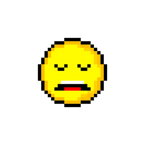 Pixel Círculo Amarillo Bits Con Sonrisa Objeto Aislado Sobre Fondo — Vector de stock