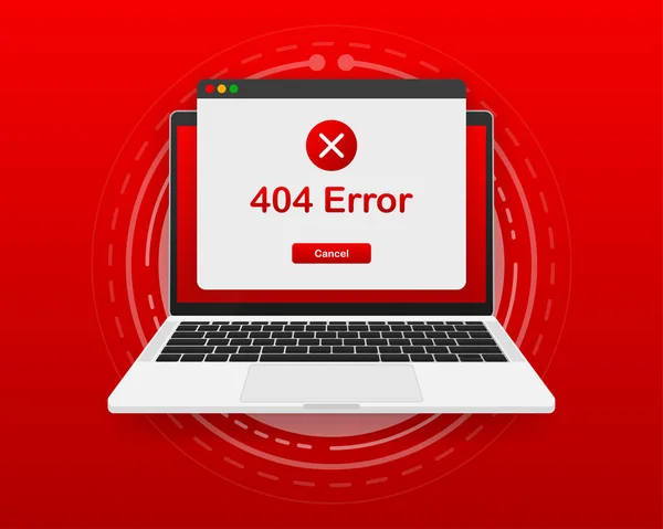Concepto de advertencia de error del sistema operativo para la página web en la computadora de pantalla. 404 página web de error. Sistema operativo de ventana de advertencia de error. Ilustración vectorial. — Archivo Imágenes Vectoriales