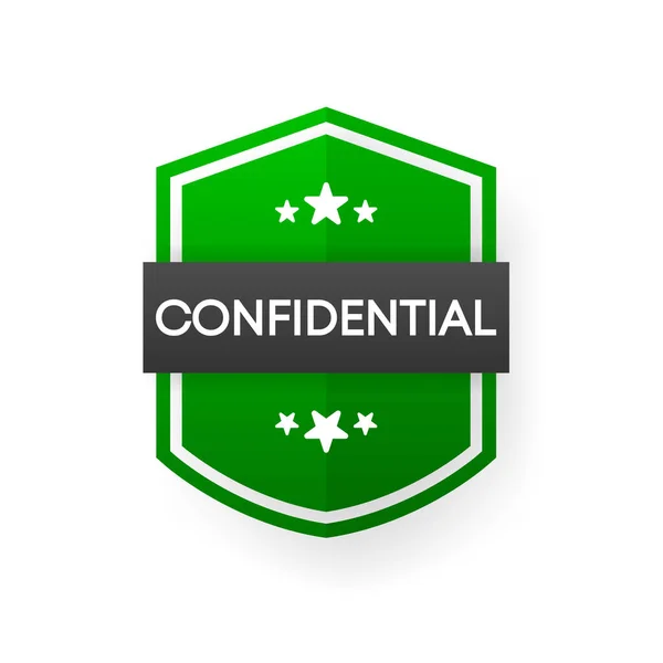 Confidential green vector banner. Flat certification label isolated on white background. Vector illustration. — Stock Vector