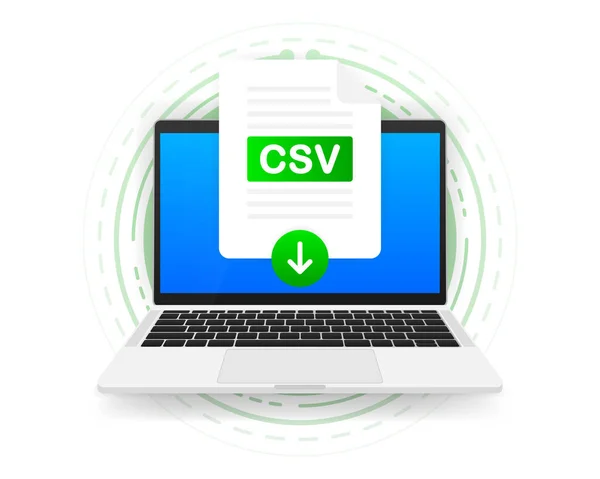 CSV-Icon-Datei mit Etikett auf dem Bildschirm herunterladen. Dokumentenkonzept herunterladen. Vektorillustration. — Stockvektor