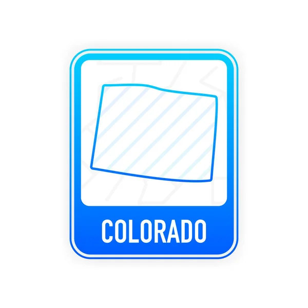 Colorado - US-Bundesstaat. Konturlinie in weißer Farbe auf blauem Schild. Karte der Vereinigten Staaten von Amerika. Vektorillustration. — Stockvektor