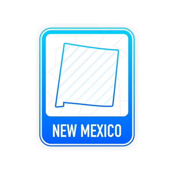 New Mexico - US-Bundesstaat. Konturlinie in weißer Farbe auf blauem Schild. Karte der Vereinigten Staaten von Amerika. Vektorillustration. — Stockvektor