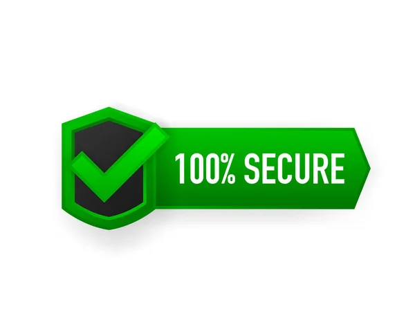 100 percent Secure banner vector isolated on white background. Flat badge or label of secured. Vector illustration. — Stock Vector