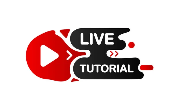 Live Tutorial banner. Virtuelles Online-Video. Interessantes Design auf weißem Hintergrund. Vektorillustration. — Stockvektor