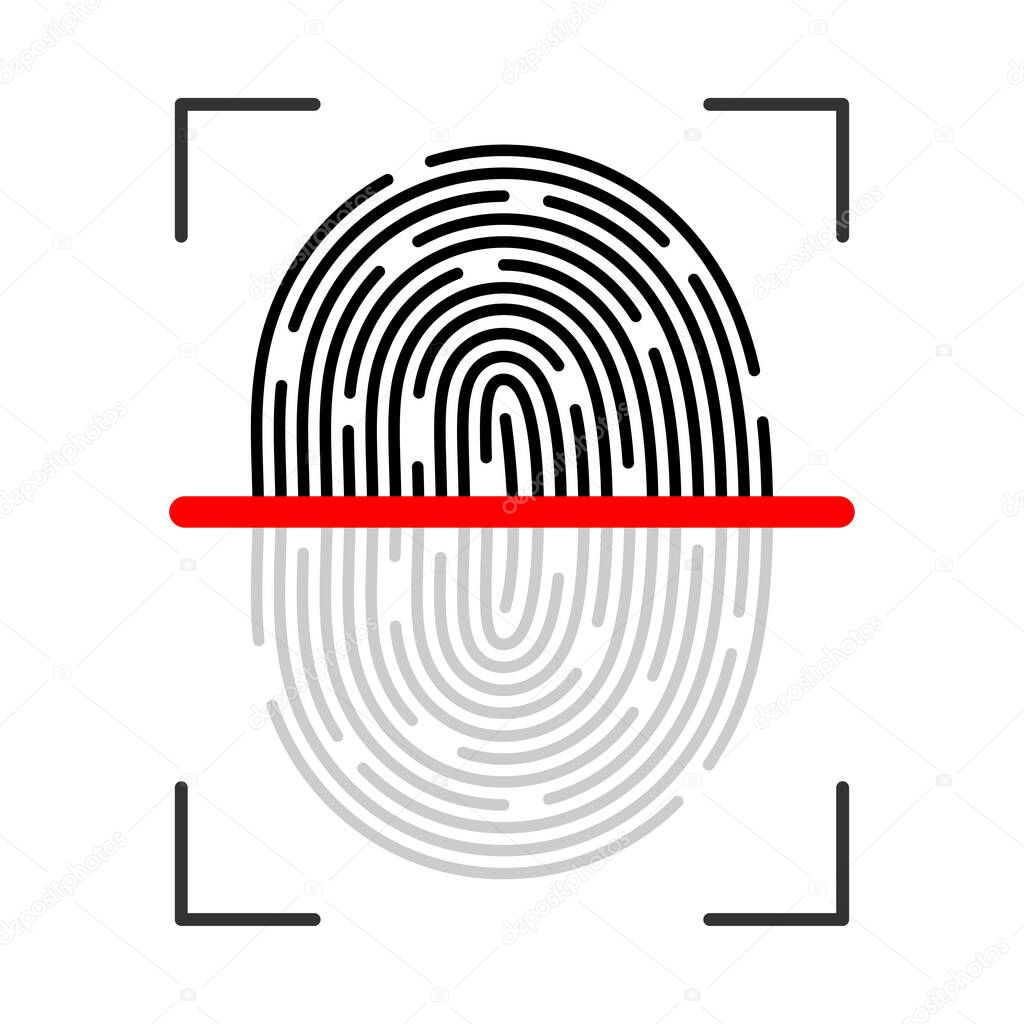 Touch ID vector icon isolated fingerprint design for app and smartphones. Scanner icon. Vector illustration