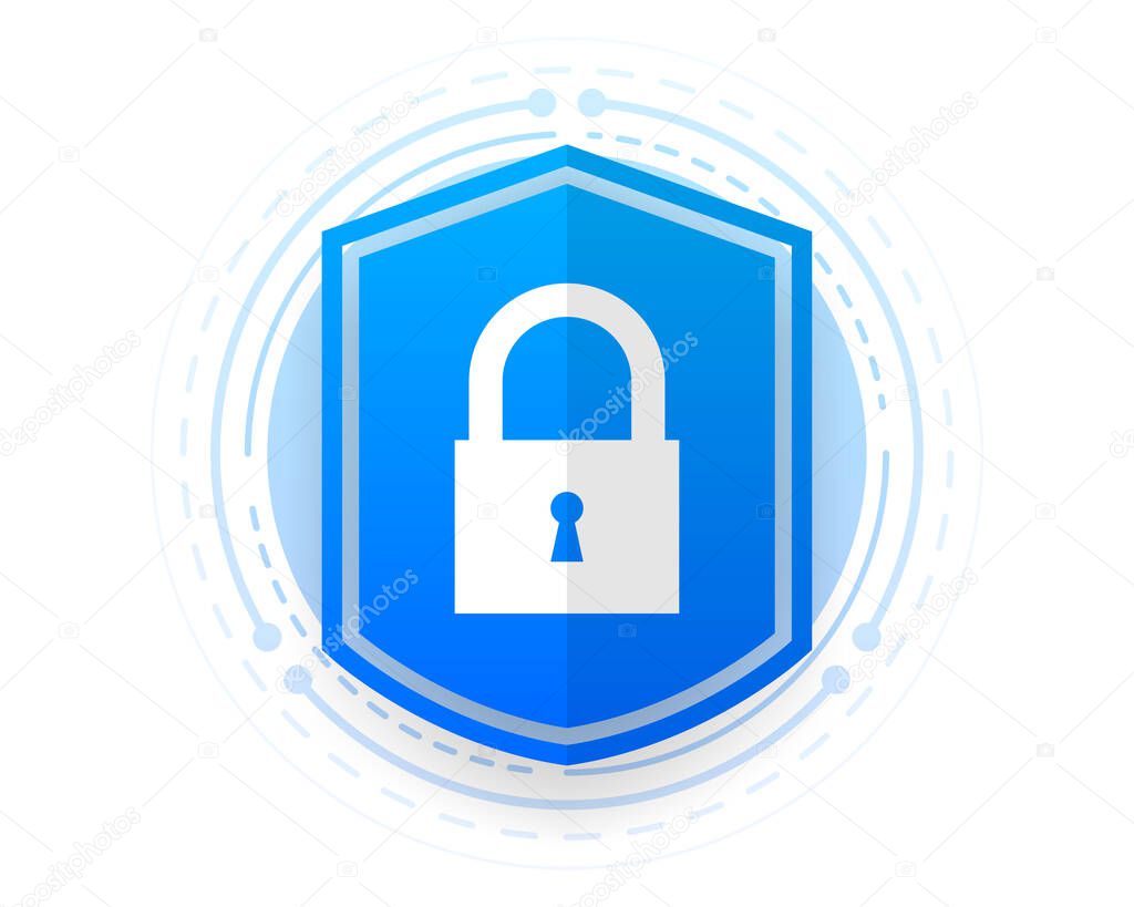 Cyber technology security, network protection sign on white background. Vector illustration