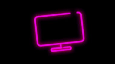 Beyaz arkaplanda izole edilmiş düz soyut tasarıma sahip ELECTRONICS neon simgesi. Hareket grafiği.