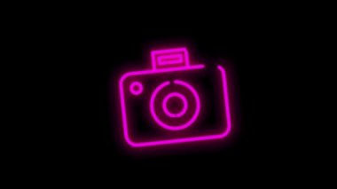 Beyaz arkaplanda izole edilmiş düz soyut tasarıma sahip ELECTRONICS neon simgesi. Hareket grafiği.