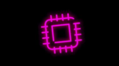 Beyaz arkaplanda izole edilmiş düz soyut tasarıma sahip ELECTRONICS neon simgesi. Hareket grafiği.