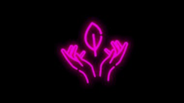 Beyaz arkaplanda izole edilmiş neon çizgi dizaynlı ECOLOGY simgesi. Sağlık koruması. Hareket grafiği.