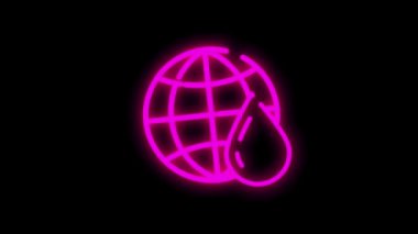 Beyaz arkaplanda izole edilmiş neon çizgi dizaynlı ECOLOGY simgesi. Sağlık koruması. Hareket grafiği.