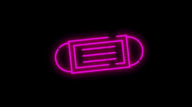 Beyaz zemin üzerinde izole çizgi tasarımı ile CORONAVIRUS neon simgesi. Hareket grafiği.