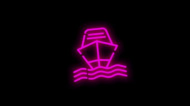 Beyaz arkaplanda çizgi tasarımı izole edilmiş TRAVEL neon simgesi. Dünyanın her yerinde. Hareket grafiği.