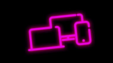 Beyaz arkaplanda izole edilmiş düz soyut tasarıma sahip ELECTRONICS neon simgesi. Hareket grafiği.