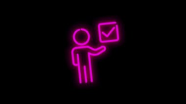 Modern kavramlar, web ve beyaz zemin üzerindeki uygulamalar için onay satırı neon simgesi. Hareket boşluğu.