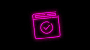 Modern kavramlar, web ve beyaz zemin üzerindeki uygulamalar için onay satırı neon simgesi. Hareket boşluğu.