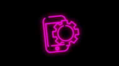 Beyaz arkaplanda izole edilmiş düz soyut tasarıma sahip ELECTRONICS neon simgesi. Hareket grafiği.