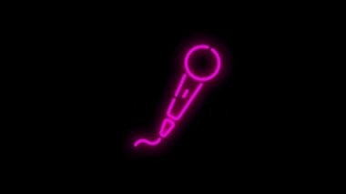 Beyaz arkaplanda çizgi tasarımı izole edilmiş MÜZİK neon simgesi. Hareket grafiği.