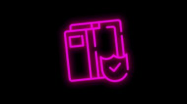 Beyaz arkaplanda izole edilmiş çizgi tasarımı ile lojistik neon simgesi seti. Hareket grafiği.