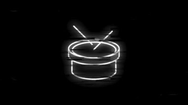 Beyaz arkaplanda çizgi tasarımı izole edilmiş MÜZİK hata simgesi. Hareket grafiği.