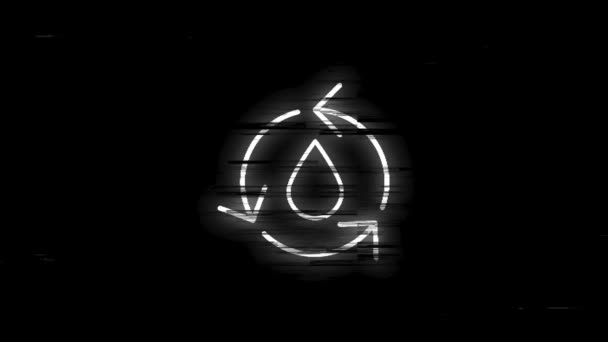 ECOLOGY Glitch Icon mit Neon Line Design isoliert auf weißem Hintergrund. Gesundheitsschutz. Bewegungsgrafik. — Stockvideo