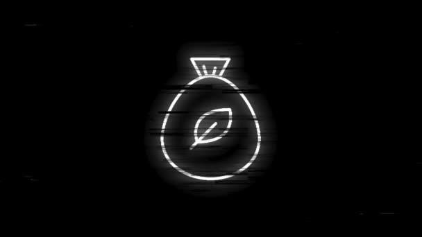 ECOLOGY Glitch Icon mit Neon Line Design isoliert auf weißem Hintergrund. Gesundheitsschutz. Bewegungsgrafik. — Stockvideo