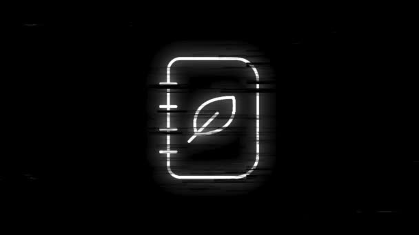 ECOLOGY glitch icoon met neon lijn ontwerp geïsoleerd op witte achtergrond. Gezondheidsbescherming. Bewegingsgrafiek. — Stockvideo