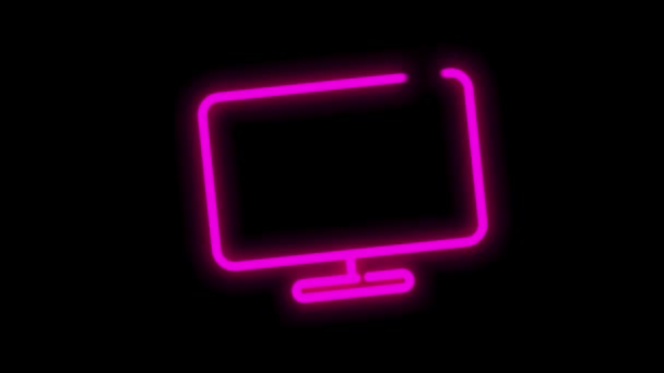 Icona al neon ELETTRONICA con disegno astratto piatto isolato su sfondo bianco. Grafico di movimento. — Video Stock