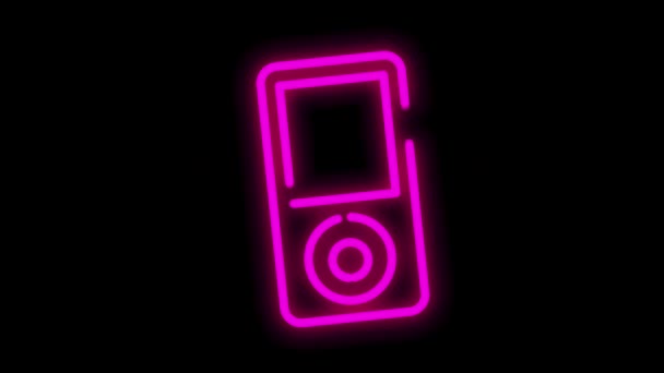 ELECTRONICS neon ikon med platt abstrakt design isolerad på vit bakgrund. Rörelsebild. — Stockvideo