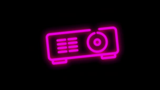 ELECTRONICS neon ikon med platt abstrakt design isolerad på vit bakgrund. Rörelsebild. — Stockvideo