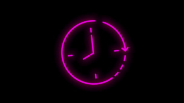 Simplu de timp legate de mișcare neon linie pictograma. Conține icoane cum ar fi cronometru, viteză, alarmă, restaurare, gestionarea timpului, calendar și multe altele. Grafic de mișcare. — Videoclip de stoc