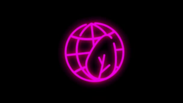 ECOLOGY icoon met neon lijn ontwerp geïsoleerd op witte achtergrond. Gezondheidsbescherming. Bewegingsgrafiek. — Stockvideo