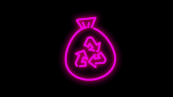 Icona ECOLOGIA con disegno al neon isolato su sfondo bianco. Protezione della salute. Grafico di movimento. — Video Stock