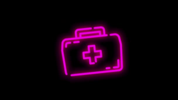 HEALTHCARE line neon icons for modern concepts, web and apps on white background. Motion graphic. — Stock Video