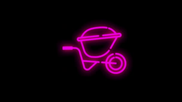 CONSTRUCTION line neon icon of for modern concepts, web and apps on white background. Motion graphic. — Stock Video