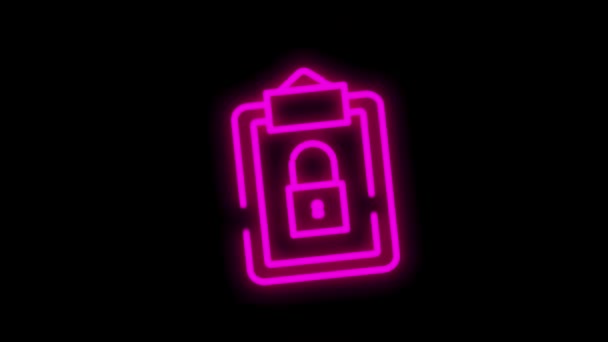 SECURITY Line Neon Icon für moderne Konzepte, Web und Apps auf weißem Hintergrund. Bewegungsgrafik. — Stockvideo