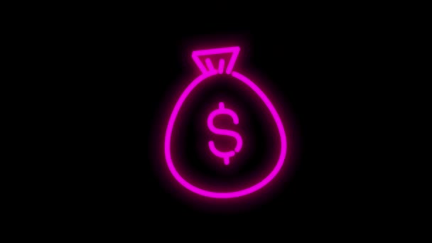 Business and finance line neon icon of for modern concepts, web and apps on white background. Motion graphic. — Stock Video