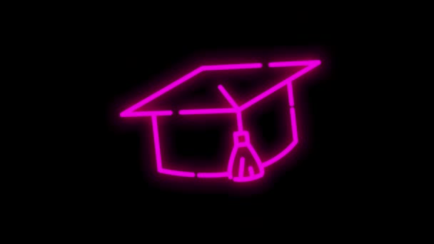 EDUCATION neon icon with line design isolated on white background. Go to school. Online education. Motion graphic. — Stock Video