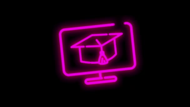 UTBILDNING neon ikon med linje design isolerad på vit bakgrund. Gå till skolan. Utbildning på nätet. Rörelsebild. — Stockvideo