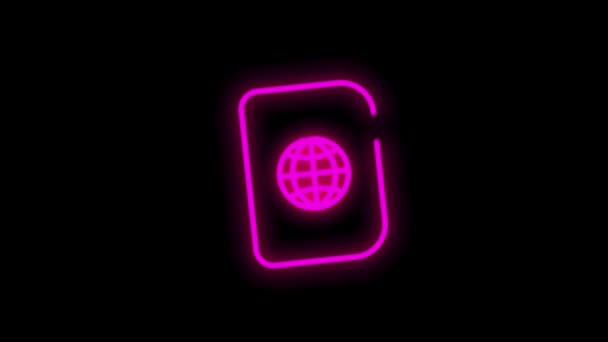 Піктограма TRAVEL neon з лінією дизайну ізольована на білому тлі. У всьому світі. Графічний рух . — стокове відео