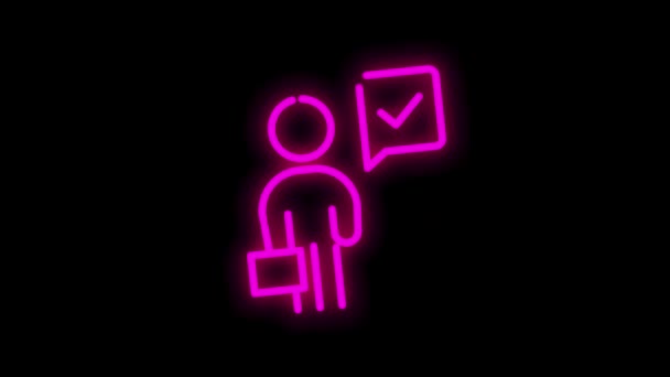 Linea di approvazione icona al neon per concetti moderni, web e applicazioni su sfondo bianco. Motion gaphic. — Video Stock