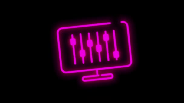 Ikona neonu MUSIC s designem čáry izolovaná na bílém pozadí. Pohybová grafika. — Stock video