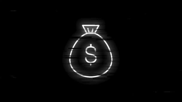 Business and finance glitch line neon icon για σύγχρονες έννοιες, web και εφαρμογές σε λευκό φόντο. Γραφική κίνηση. — Αρχείο Βίντεο