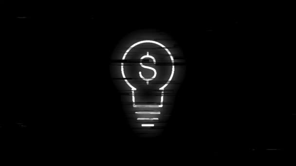 Business en financiën glitch lijn neon icoon van voor moderne concepten, web en apps op witte achtergrond. Bewegingsgrafiek. — Stockvideo