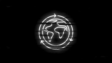 Beyaz arkaplanda dünya ile ilgili bir taslak hatası simgesi. Web sitesi tasarımı ve geliştirmesi için ince çizgi hareket simgeleri, uygulama geliştirme. Hareket grafiği.