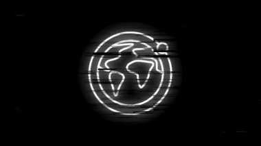 Beyaz arkaplanda dünya ile ilgili bir taslak hatası simgesi. Web sitesi tasarımı ve geliştirmesi için ince çizgi hareket simgeleri, uygulama geliştirme. Hareket grafiği.