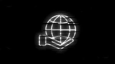 Beyaz arkaplanda dünya ile ilgili bir taslak hatası simgesi. Web sitesi tasarımı ve geliştirmesi için ince çizgi hareket simgeleri, uygulama geliştirme. Hareket grafiği.