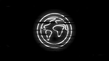 Beyaz arkaplanda dünya ile ilgili bir taslak hatası simgesi. Web sitesi tasarımı ve geliştirmesi için ince çizgi hareket simgeleri, uygulama geliştirme. Hareket grafiği.